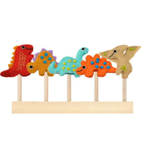 Felted Dino Pack Finger Puppet Set ( 5 in 1 Set) - BNB Crafts Inc