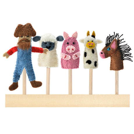 Felted Old McDonald's Farm Animal Finger Puppet (5 in a Set) - BNB Crafts Inc